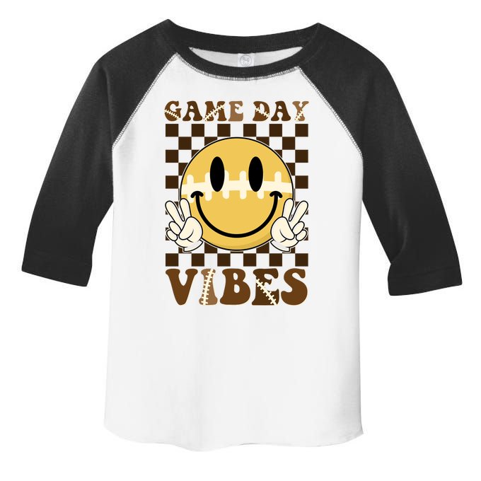 Retro Game Day Vibes Smiley Emoji Football Fan Toddler Fine Jersey T-Shirt