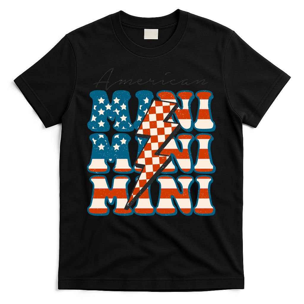 Retro Groovy Mini American 4th Of July Patriotic Mom Womens Gift T-Shirt