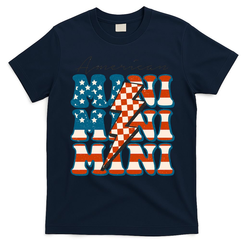 Retro Groovy Mini American 4th Of July Patriotic Mom Womens Gift T-Shirt