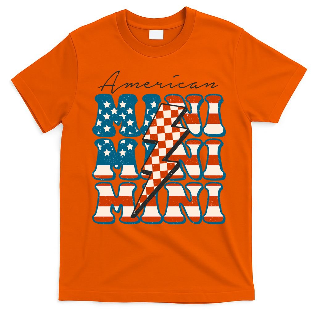 Retro Groovy Mini American 4th Of July Patriotic Mom Womens Gift T-Shirt