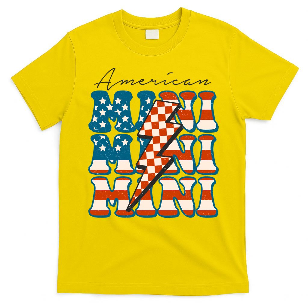 Retro Groovy Mini American 4th Of July Patriotic Mom Womens Gift T-Shirt