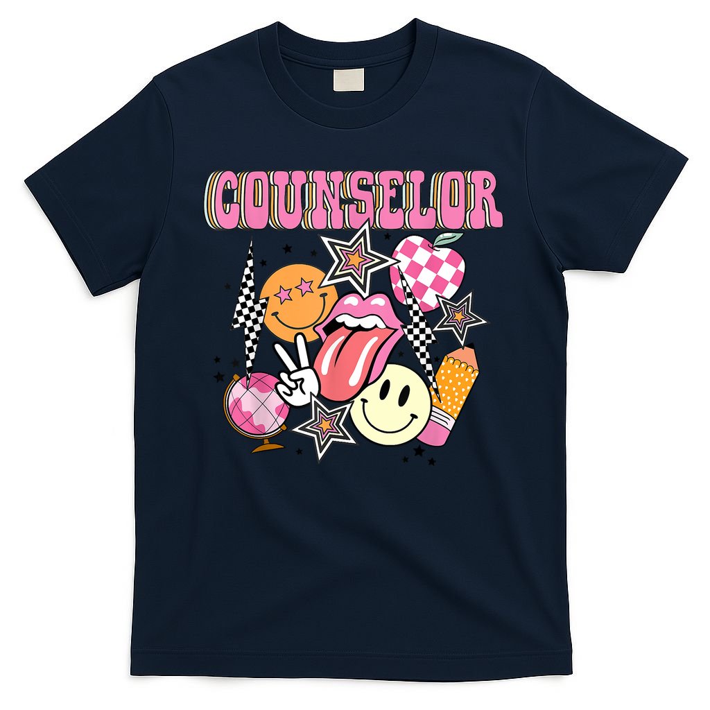 Retro Groovy School Counselor Appreciation Back To School T-Shirt