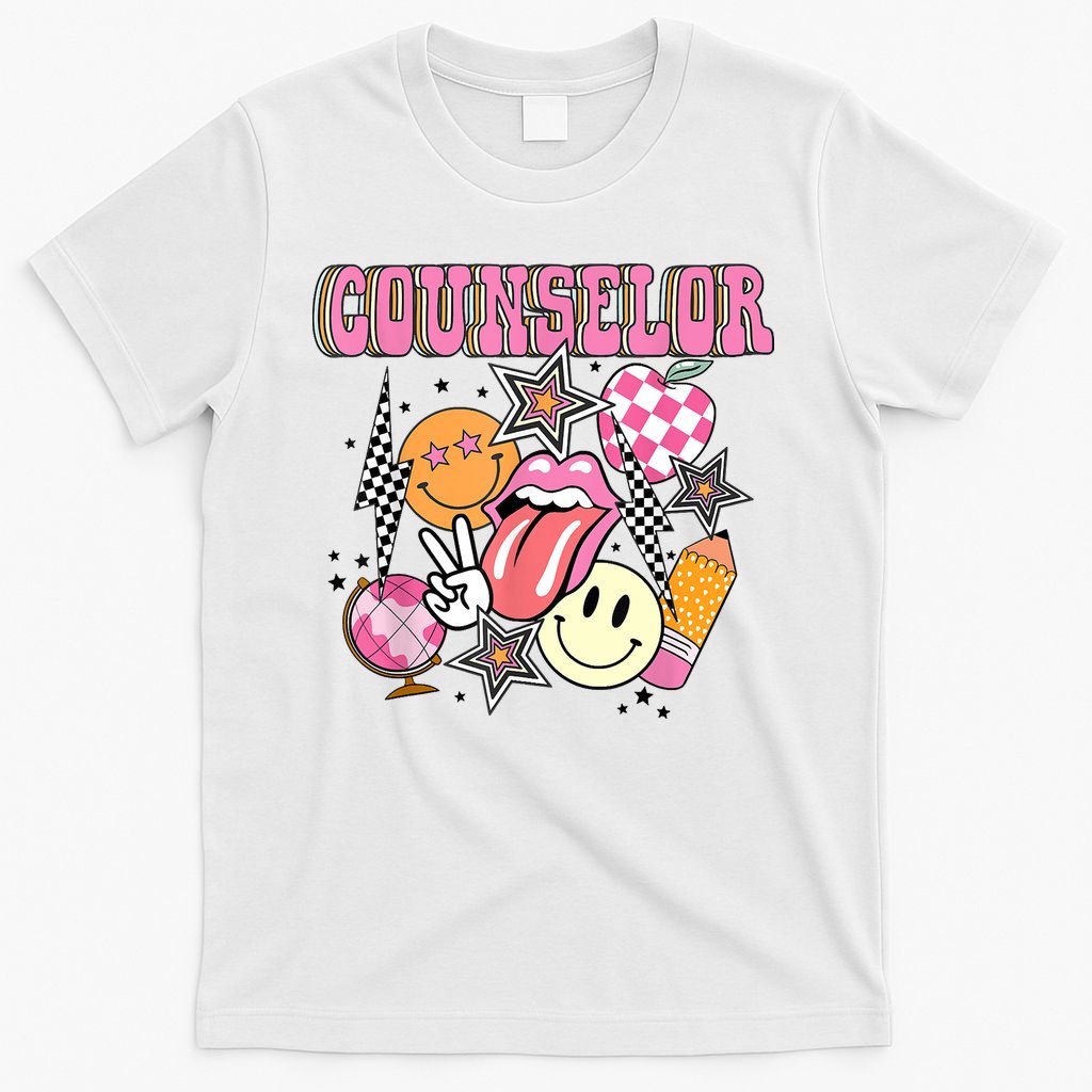 Retro Groovy School Counselor Appreciation Back To School T-Shirt
