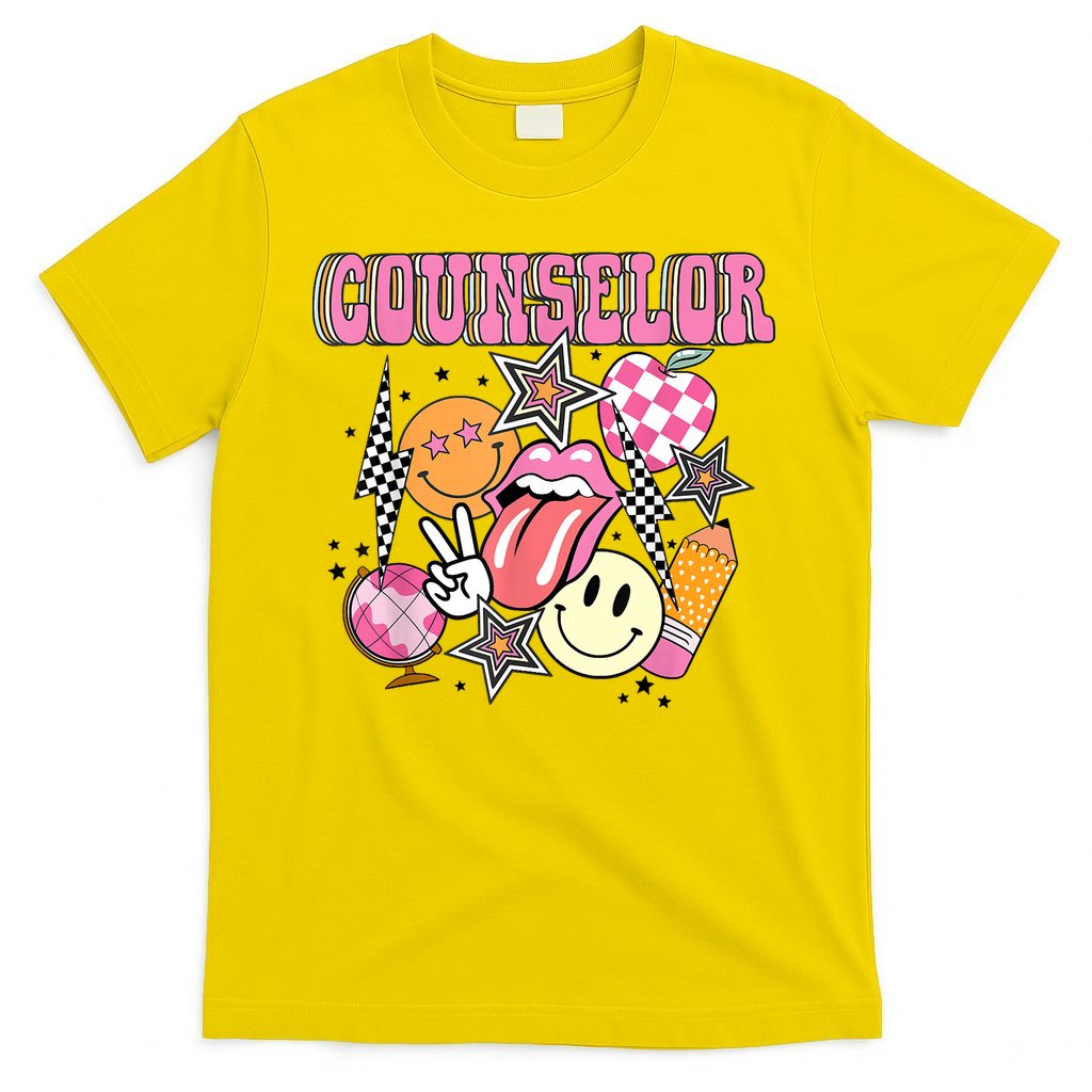 Retro Groovy School Counselor Appreciation Back To School T-Shirt