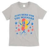 Retro Just Here For The Wieners 4th Of July Funny Hot Dog T-Shirt