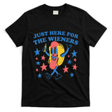 Retro Just Here For The Wieners 4th Of July Funny Hot Dog T-Shirt