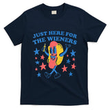 Retro Just Here For The Wieners 4th Of July Funny Hot Dog T-Shirt