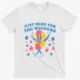 Retro Just Here For The Wieners 4th Of July Funny Hot Dog T-Shirt
