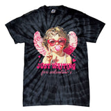 Retro Just Waiting For Valentine Blowing Bubble Baby Cupid Tie-Dye T-Shirt