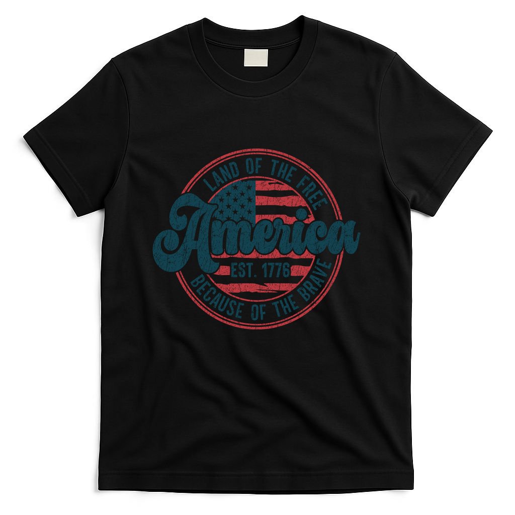 Retro Land Of The Free Because Of The Brave T-Shirt