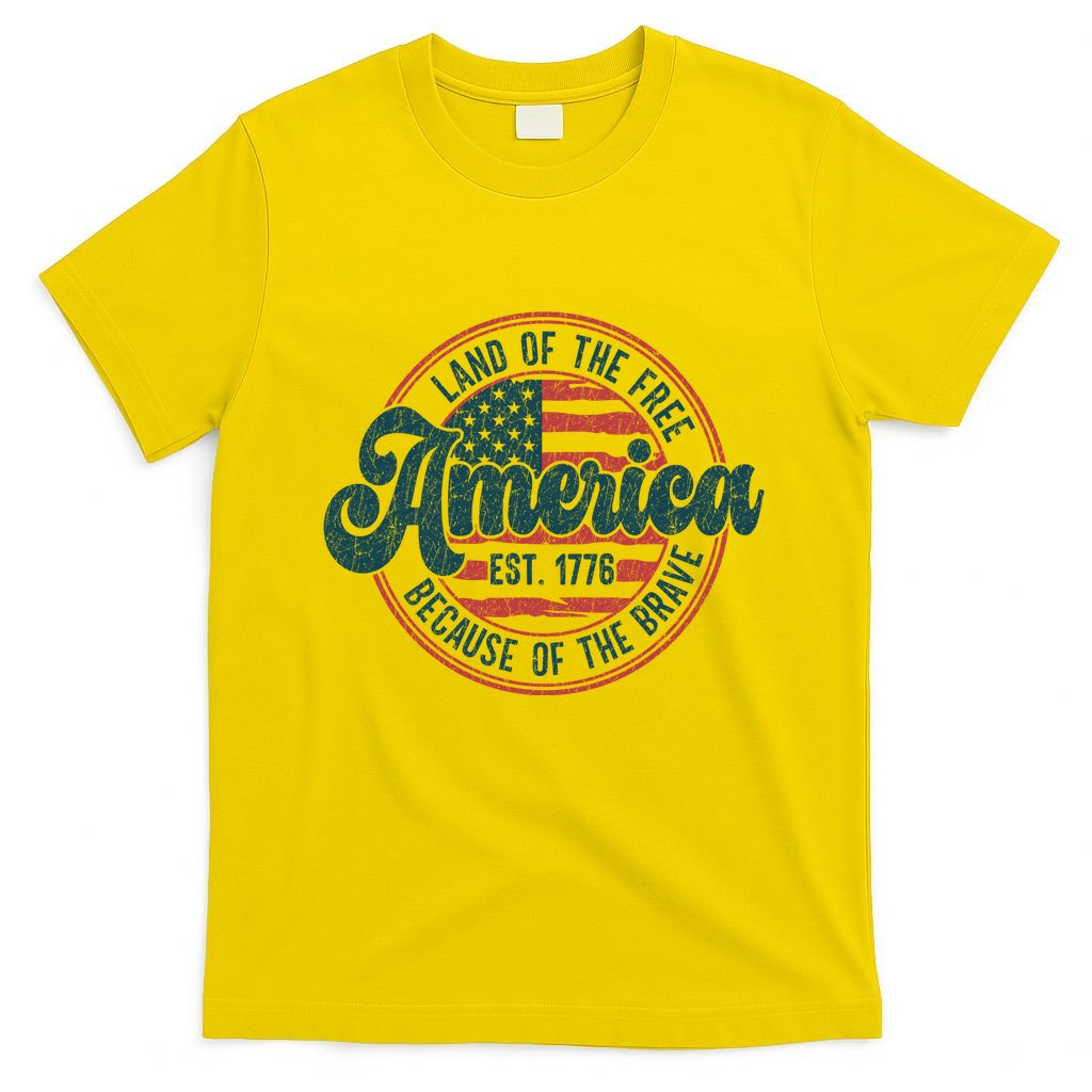 Retro Land Of The Free Because Of The Brave T-Shirt