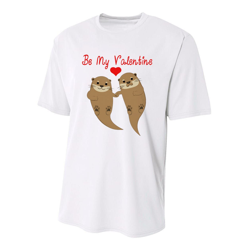 Romantic Otters Be My Valentine Youth Performance Sprint T-Shirt