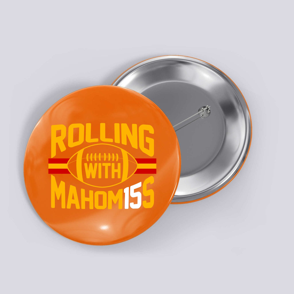 Rolling With Mahomes KC Football Button