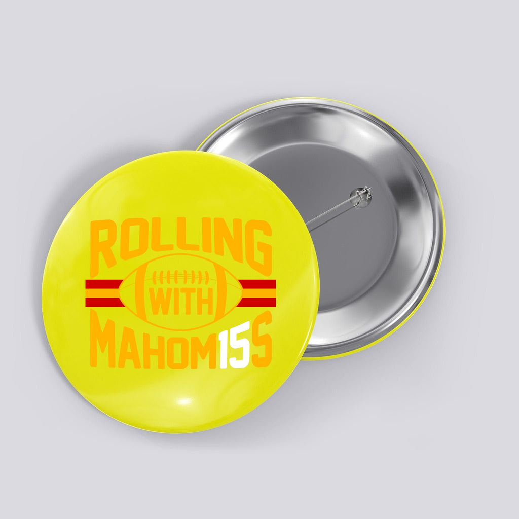Rolling With Mahomes KC Football Button
