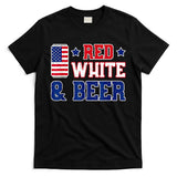 Retro Red White And Beer American Flag 4th Of July Drinking T-Shirt