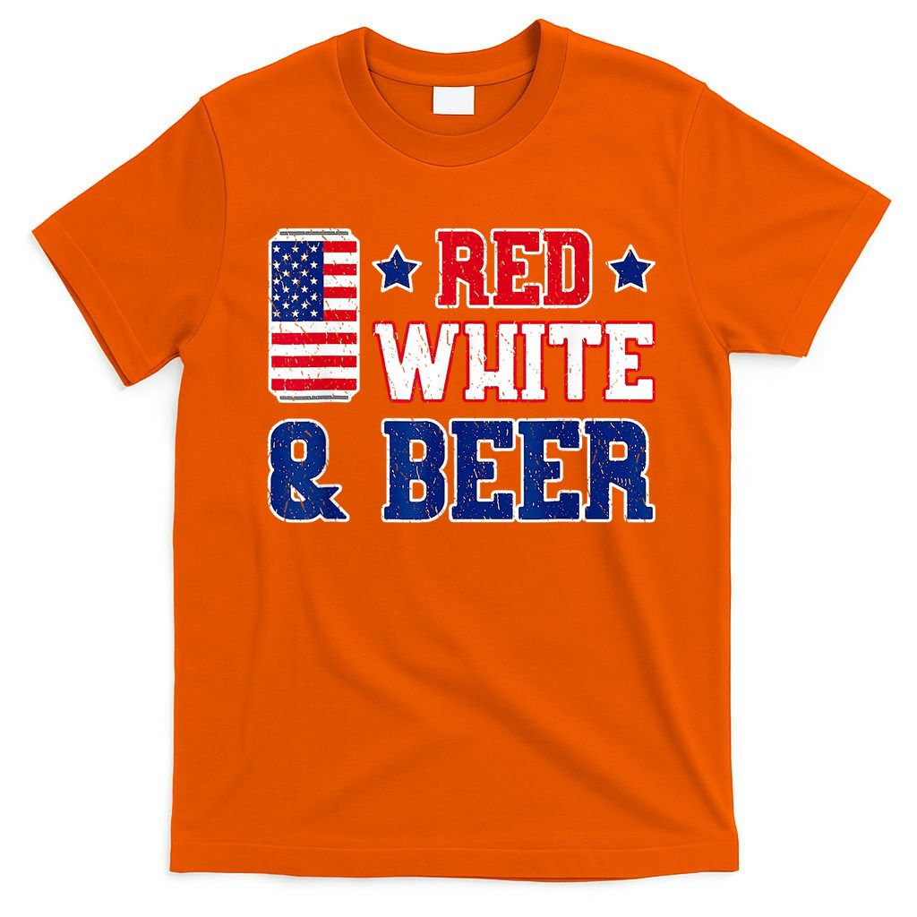 Retro Red White And Beer American Flag 4th Of July Drinking T-Shirt