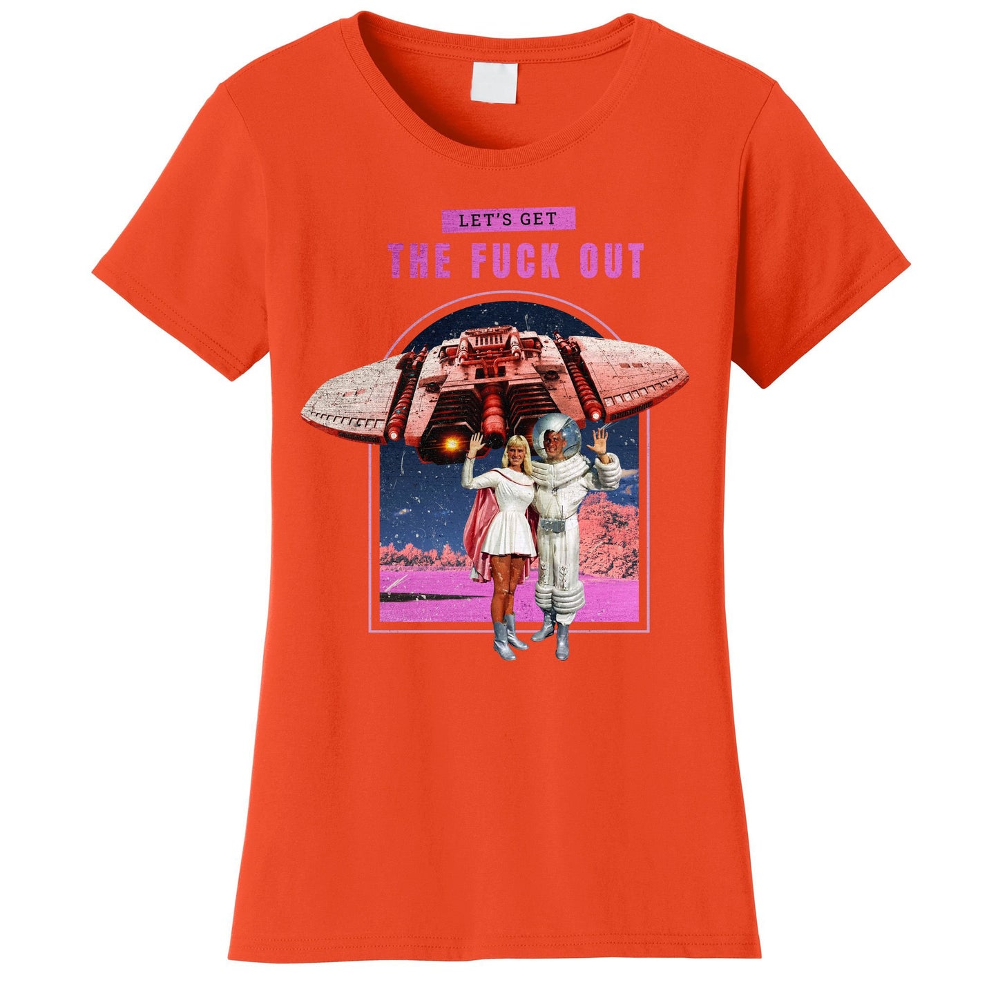 Retro Space Astronaut Couple Funny Women's T-Shirt