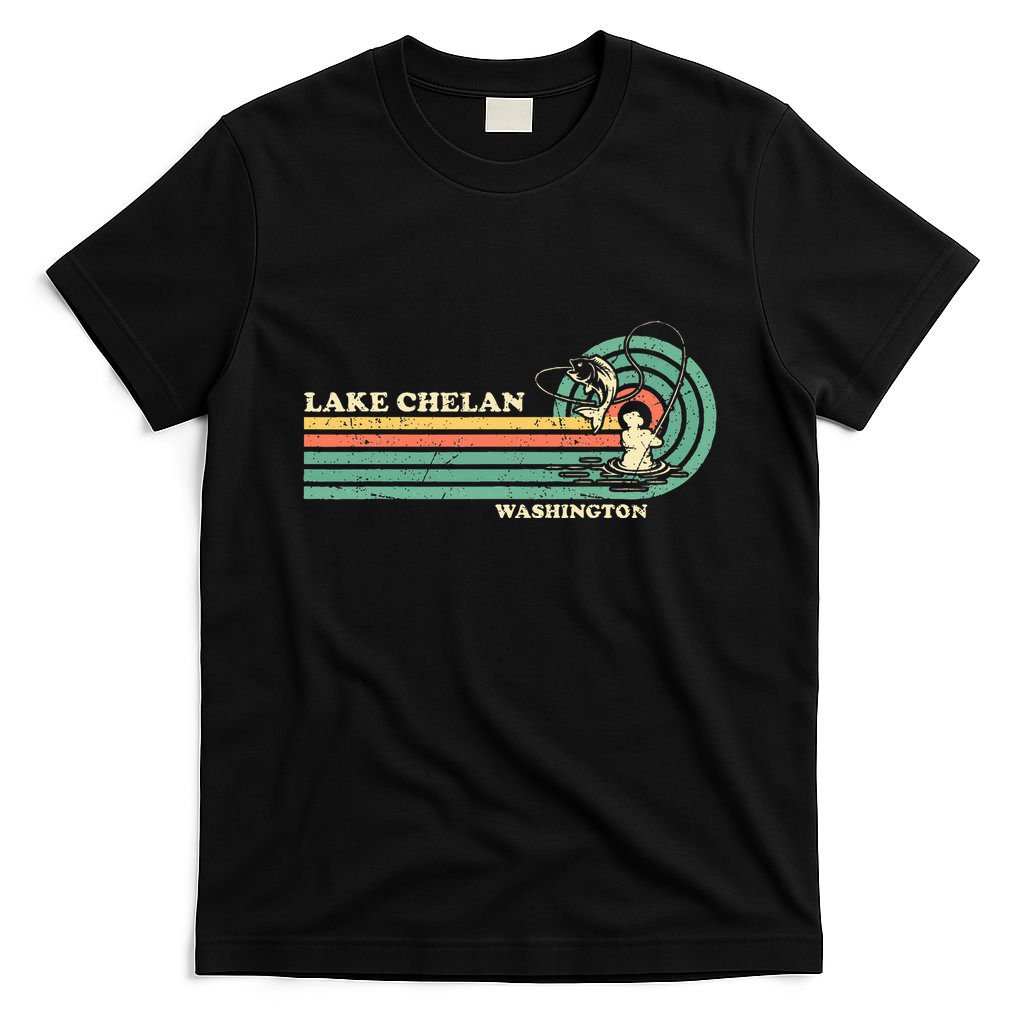 Retro Summer Fishing Washington Chelan Lake T-Shirt