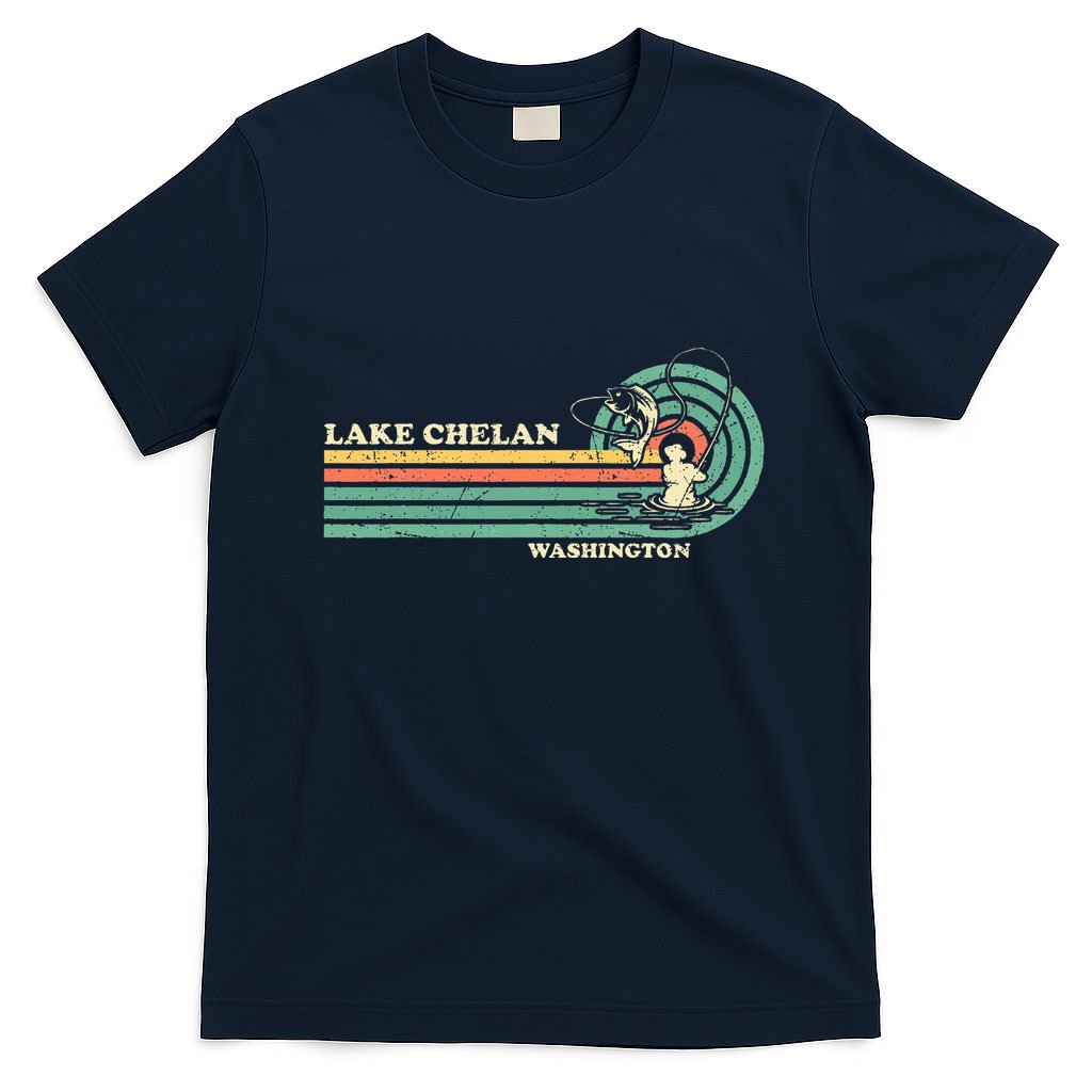 Retro Summer Fishing Washington Chelan Lake T-Shirt