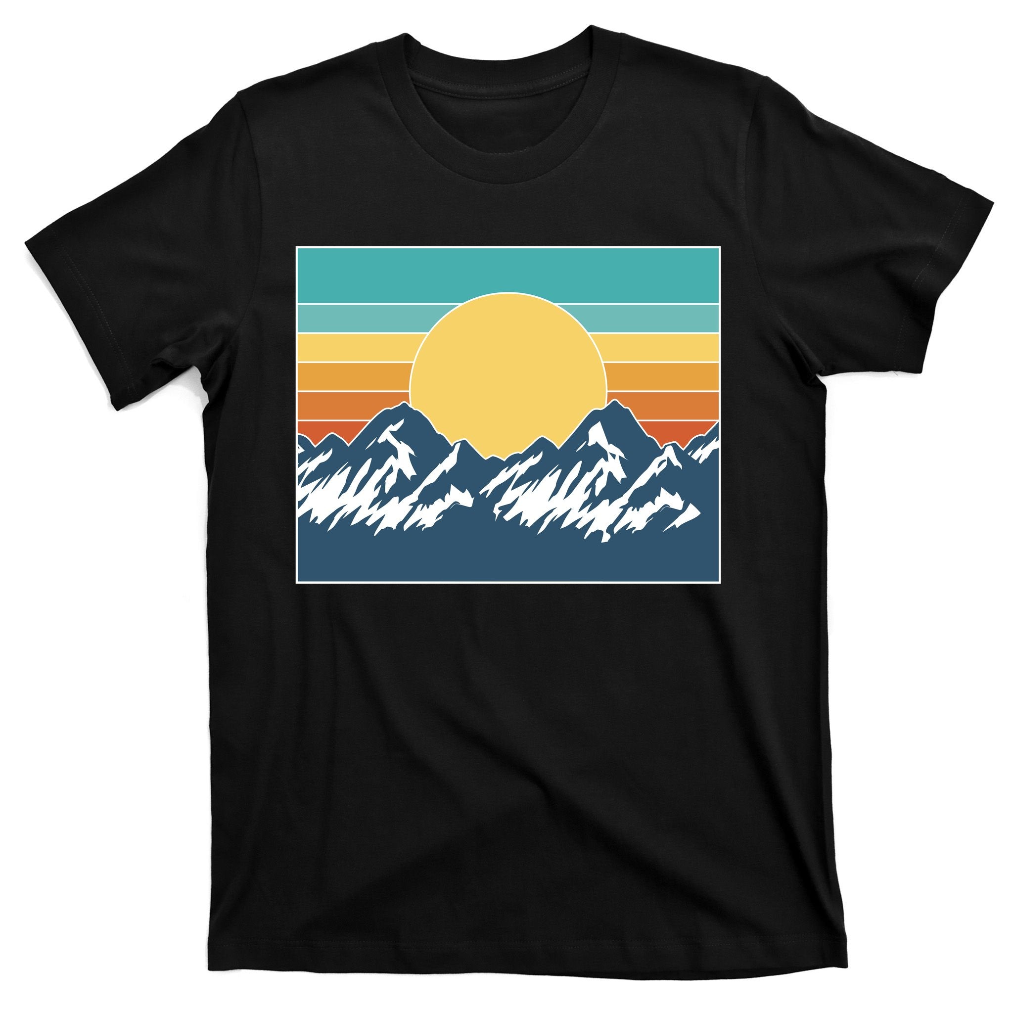 Retro Sunset Mountain Nature T-Shirt