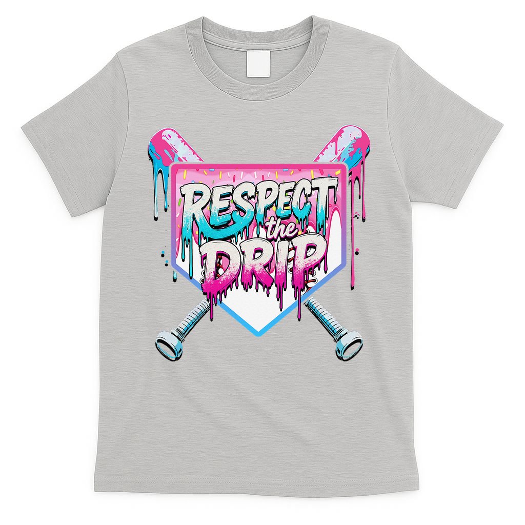 Respect The Drip Ice Cream Dripping Baseball Home Plate T-Shirt