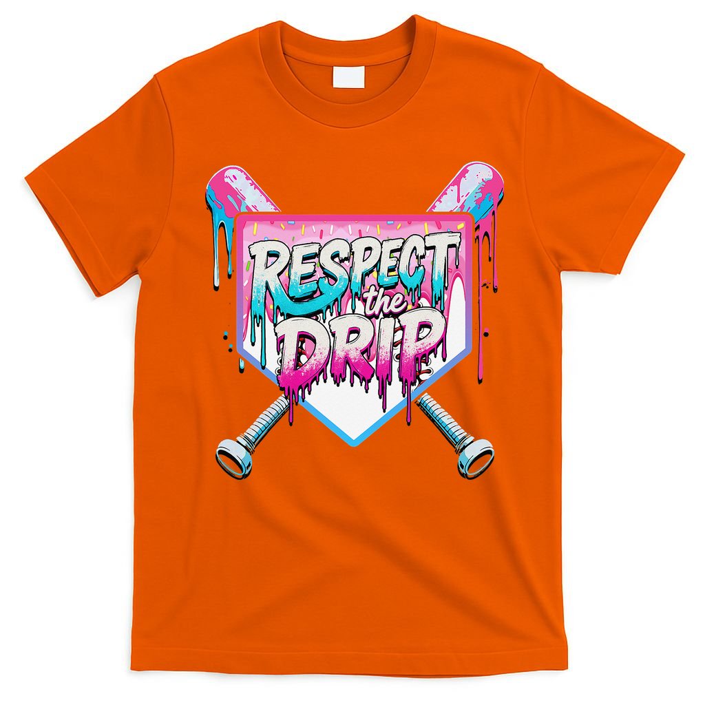Respect The Drip Ice Cream Dripping Baseball Home Plate T-Shirt