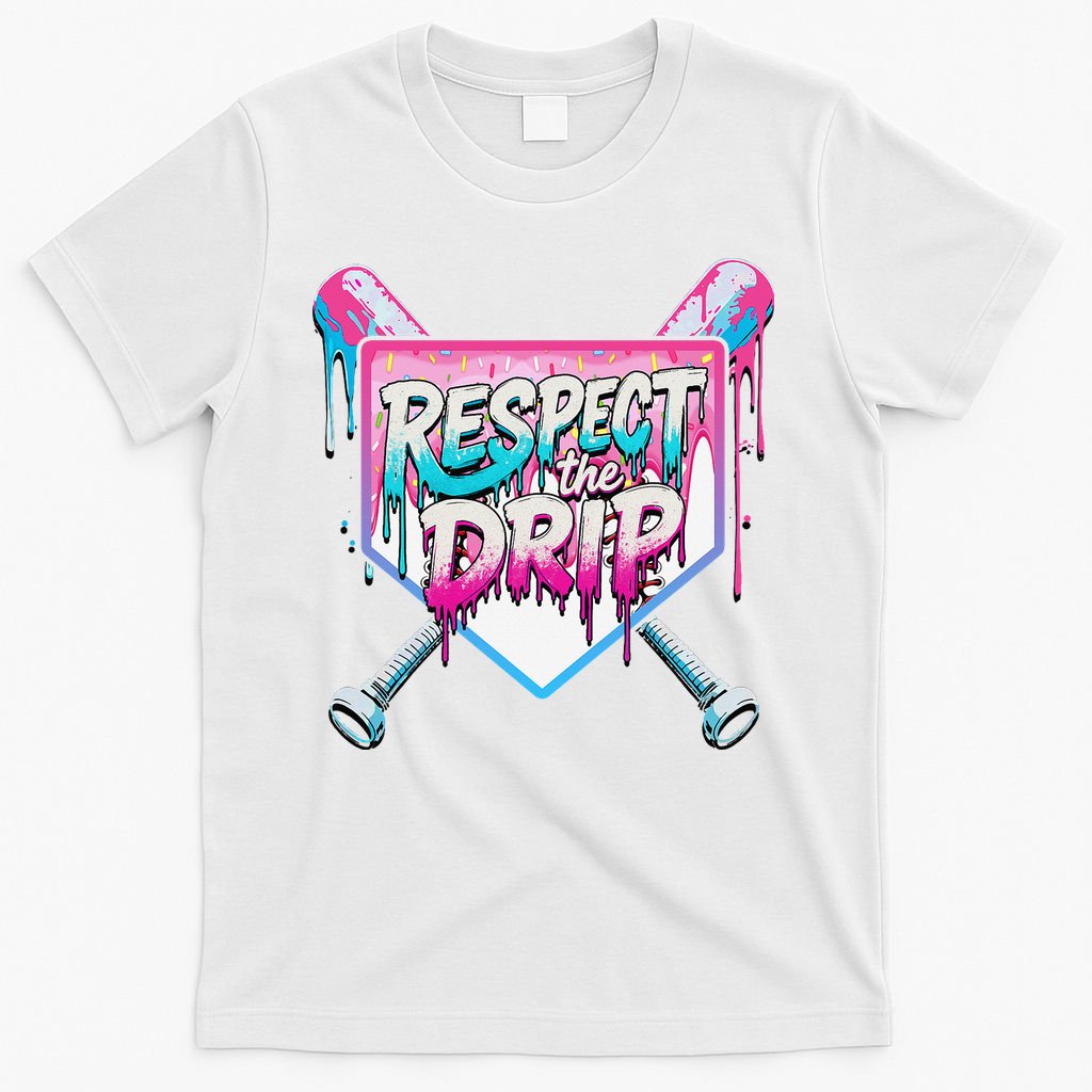 Respect The Drip Ice Cream Dripping Baseball Home Plate T-Shirt