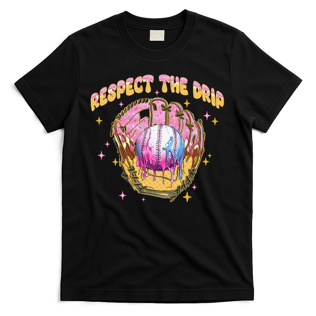 Respect The Drip Baseball Ice Cream Sport Game Day T-Shirt