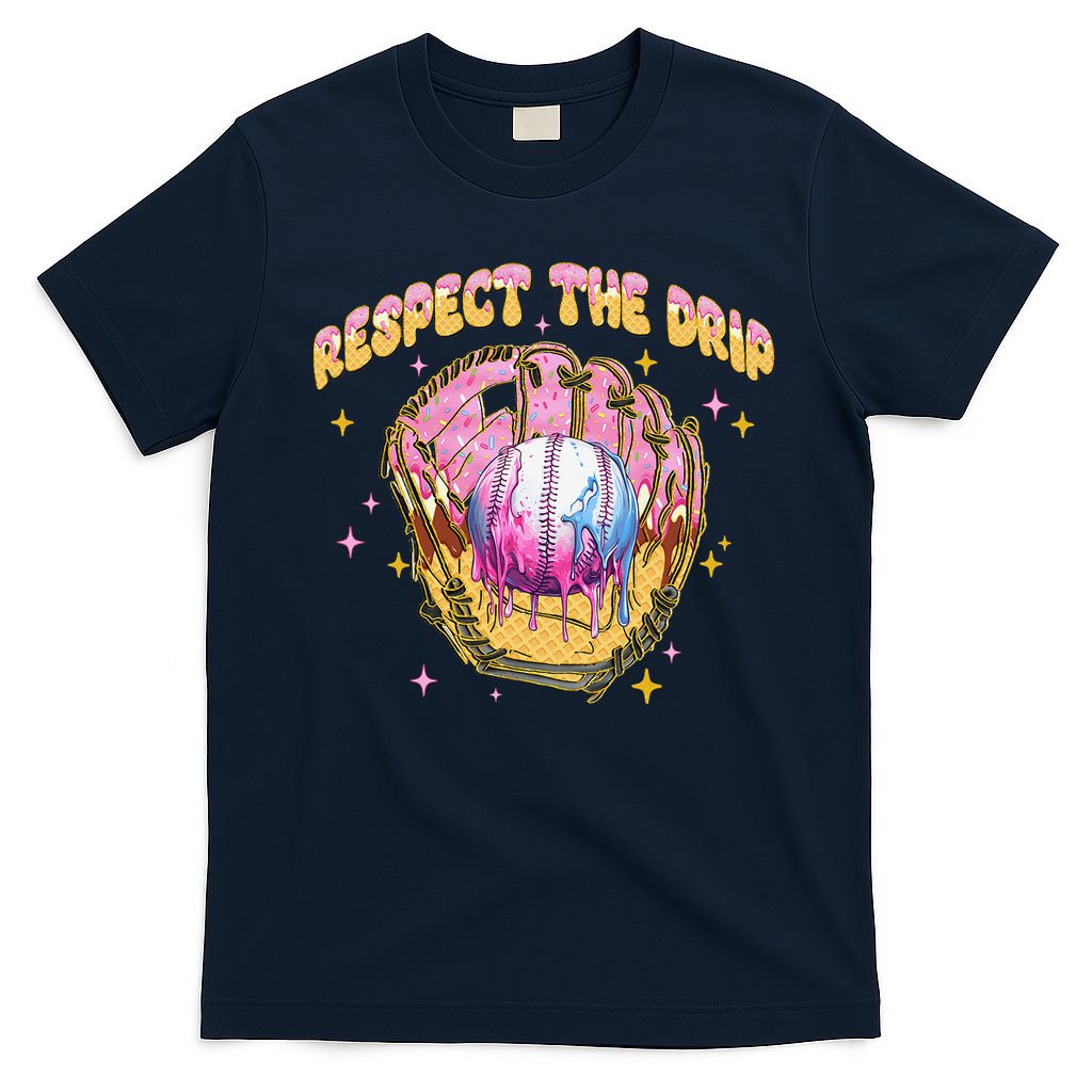 Respect The Drip Baseball Ice Cream Sport Game Day T-Shirt