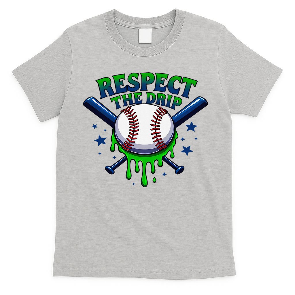 Respect The Drip Baseball Home Plate Ice Cream Dripping T-Shirt