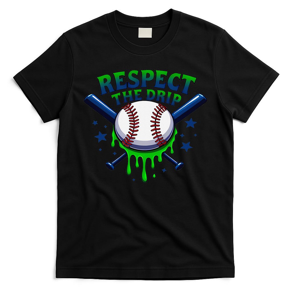 Respect The Drip Baseball Home Plate Ice Cream Dripping T-Shirt