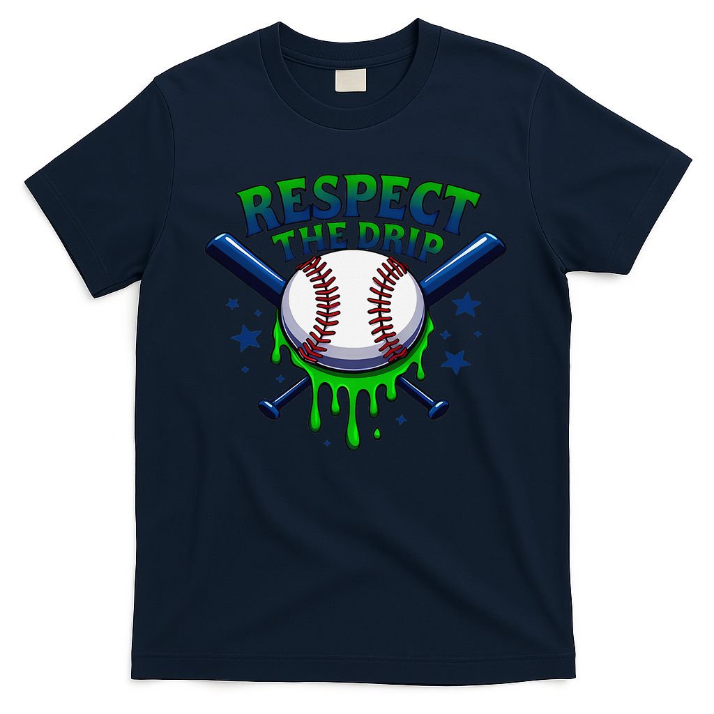 Respect The Drip Baseball Home Plate Ice Cream Dripping T-Shirt