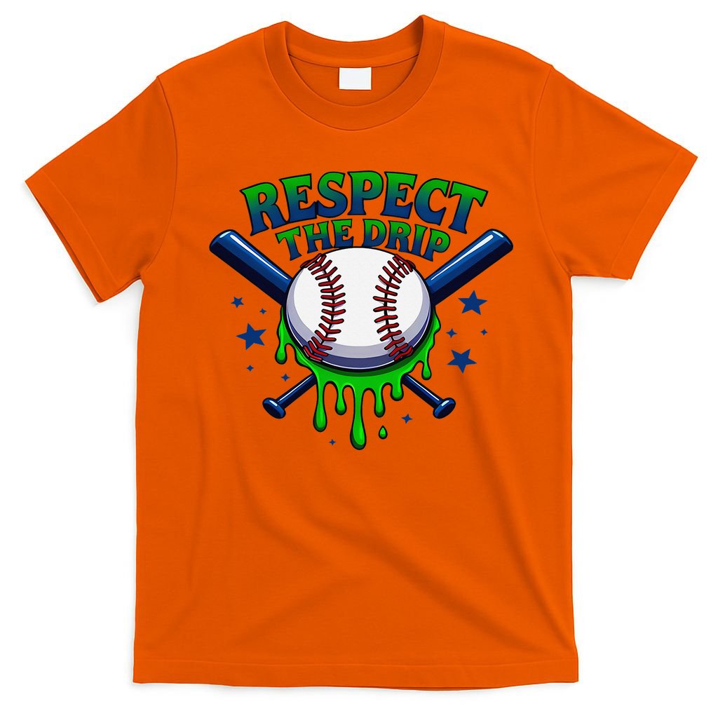 Respect The Drip Baseball Home Plate Ice Cream Dripping T-Shirt