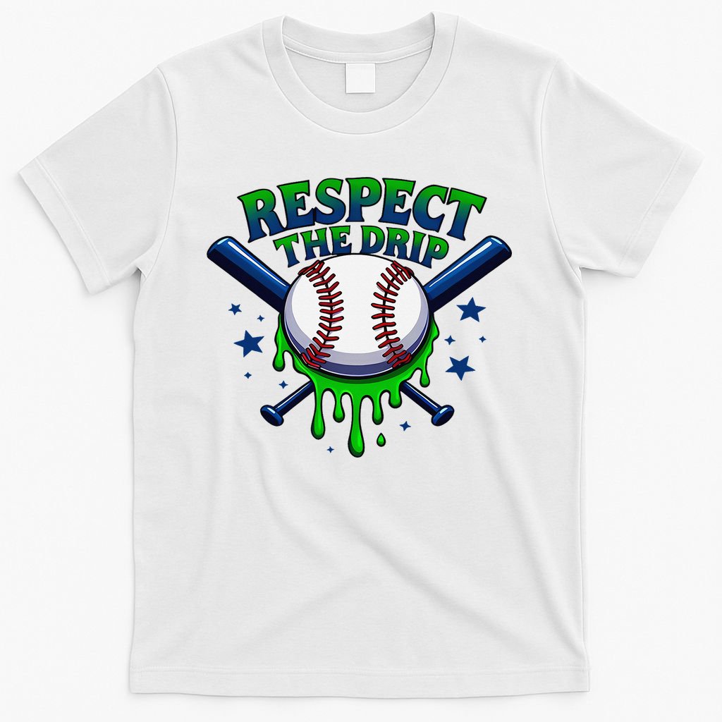 Respect The Drip Baseball Home Plate Ice Cream Dripping T-Shirt