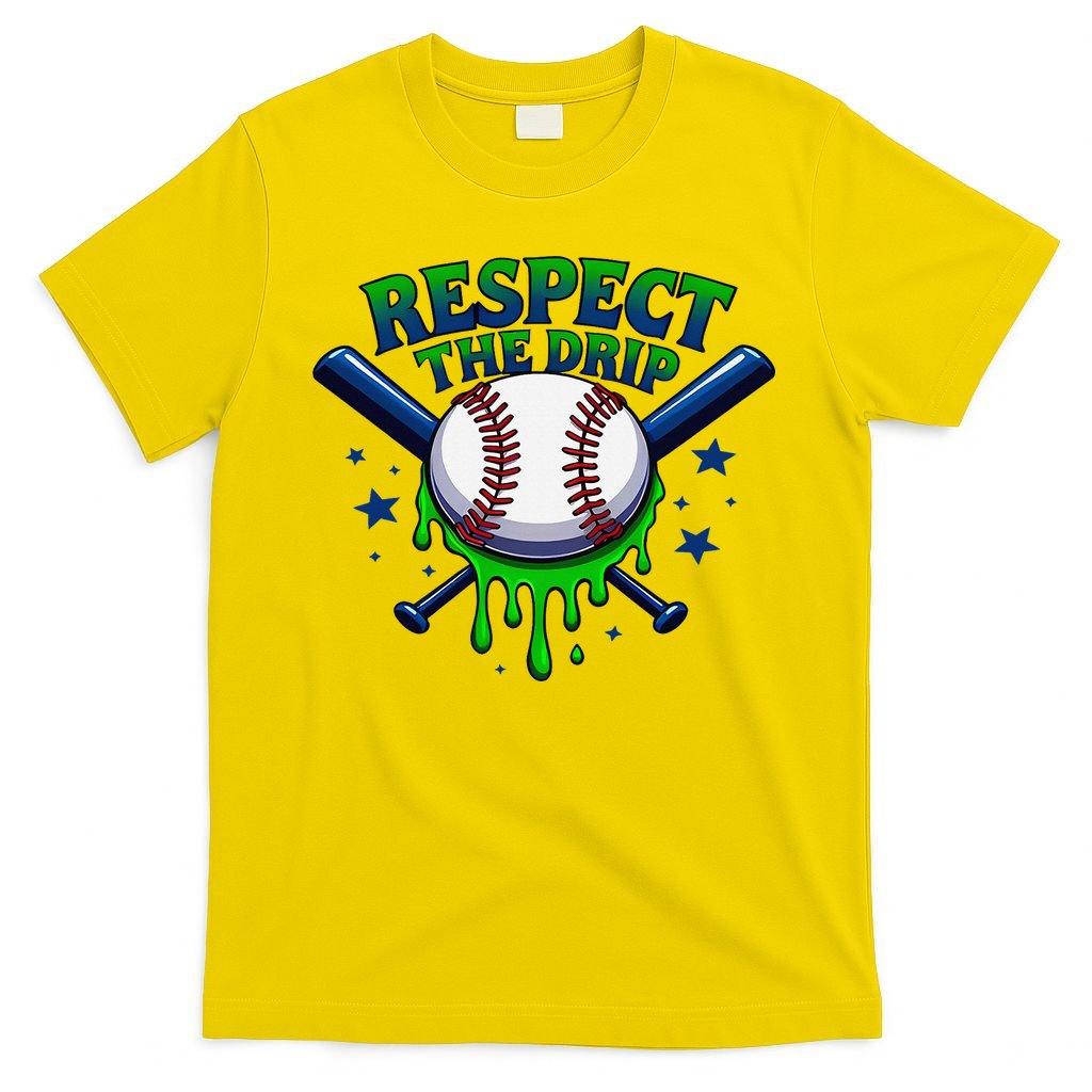 Respect The Drip Baseball Home Plate Ice Cream Dripping T-Shirt