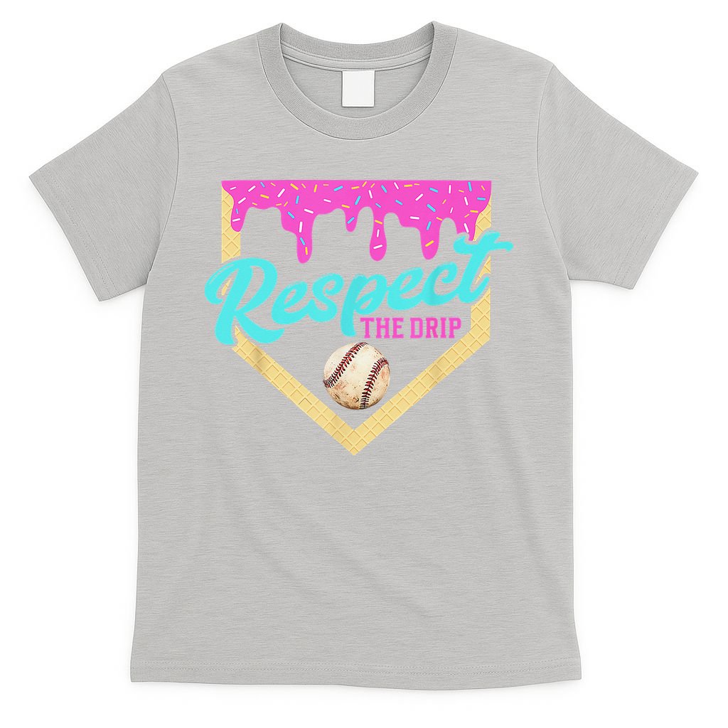 Respect The Drip Baseball Home Plate Ice Cream Dripping T-Shirt