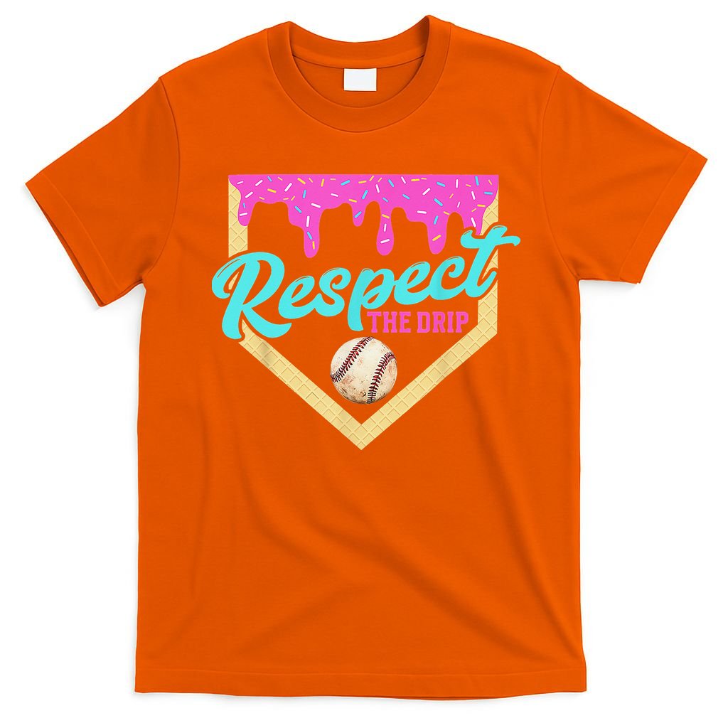 Respect The Drip Baseball Home Plate Ice Cream Dripping T-Shirt