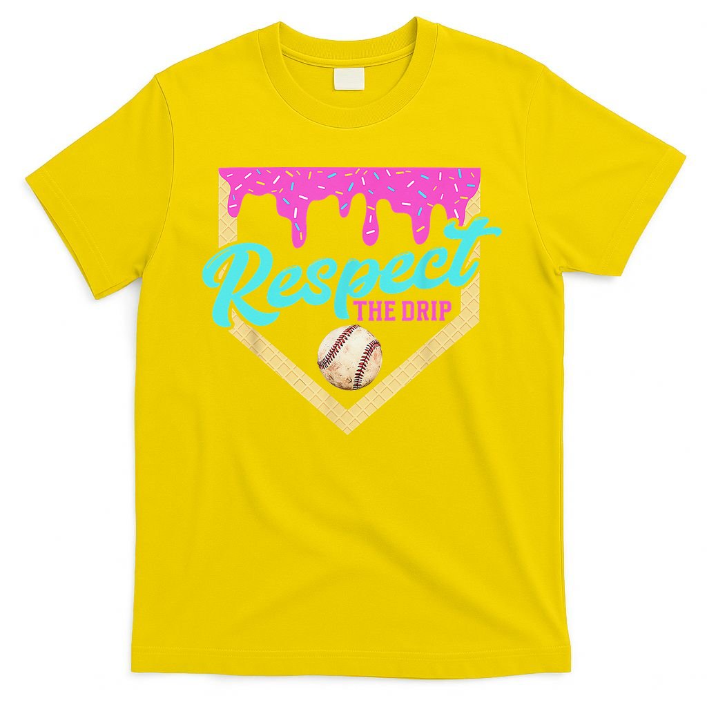 Respect The Drip Baseball Home Plate Ice Cream Dripping T-Shirt