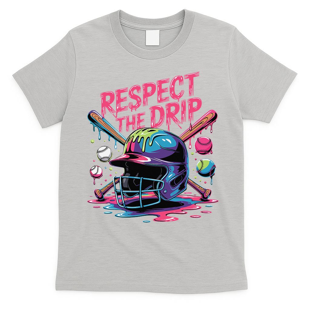 Respect The Drip Baseball Bat Ice Cream Drip T-Shirt
