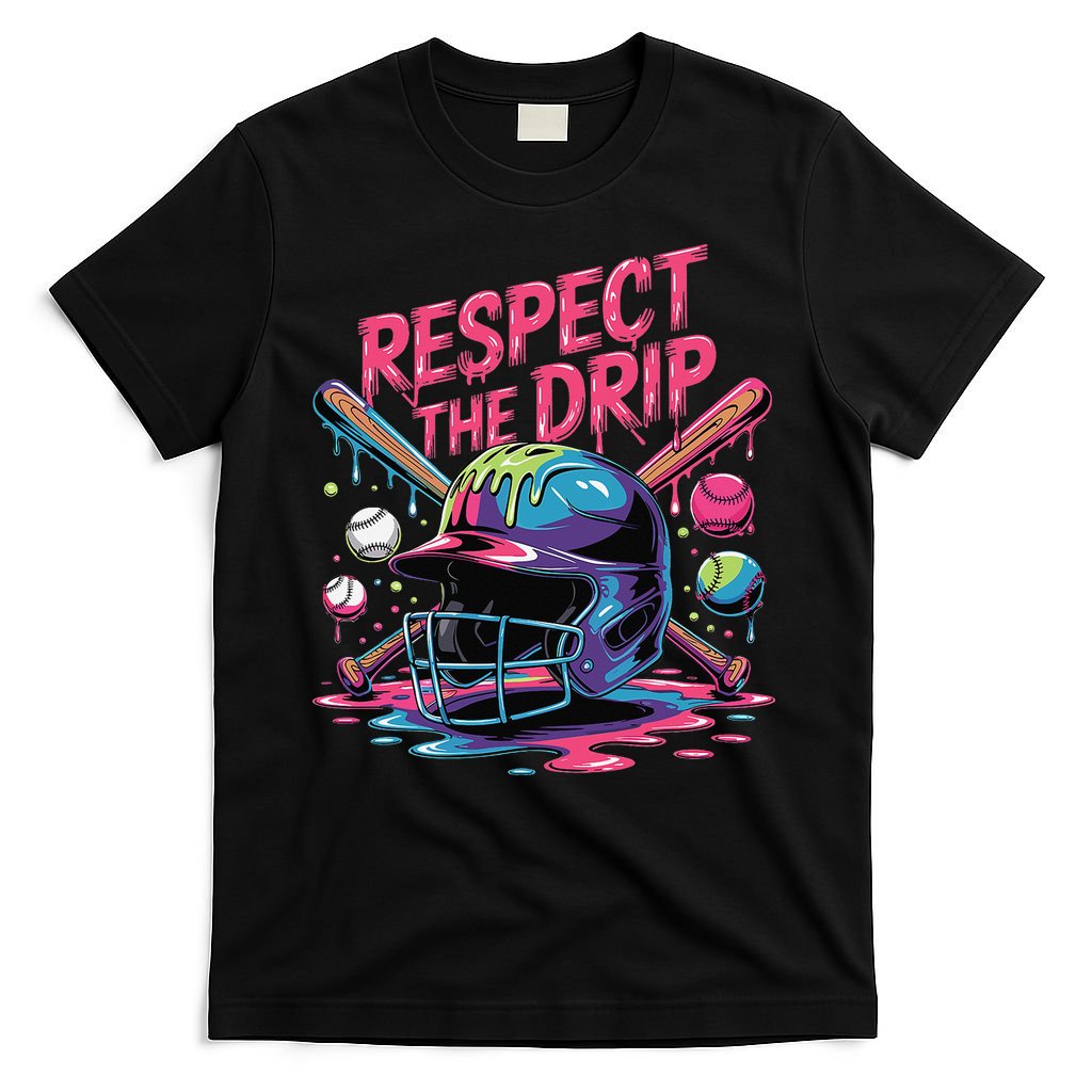 Respect The Drip Baseball Bat Ice Cream Drip T-Shirt