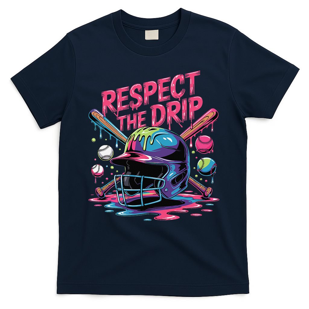 Respect The Drip Baseball Bat Ice Cream Drip T-Shirt