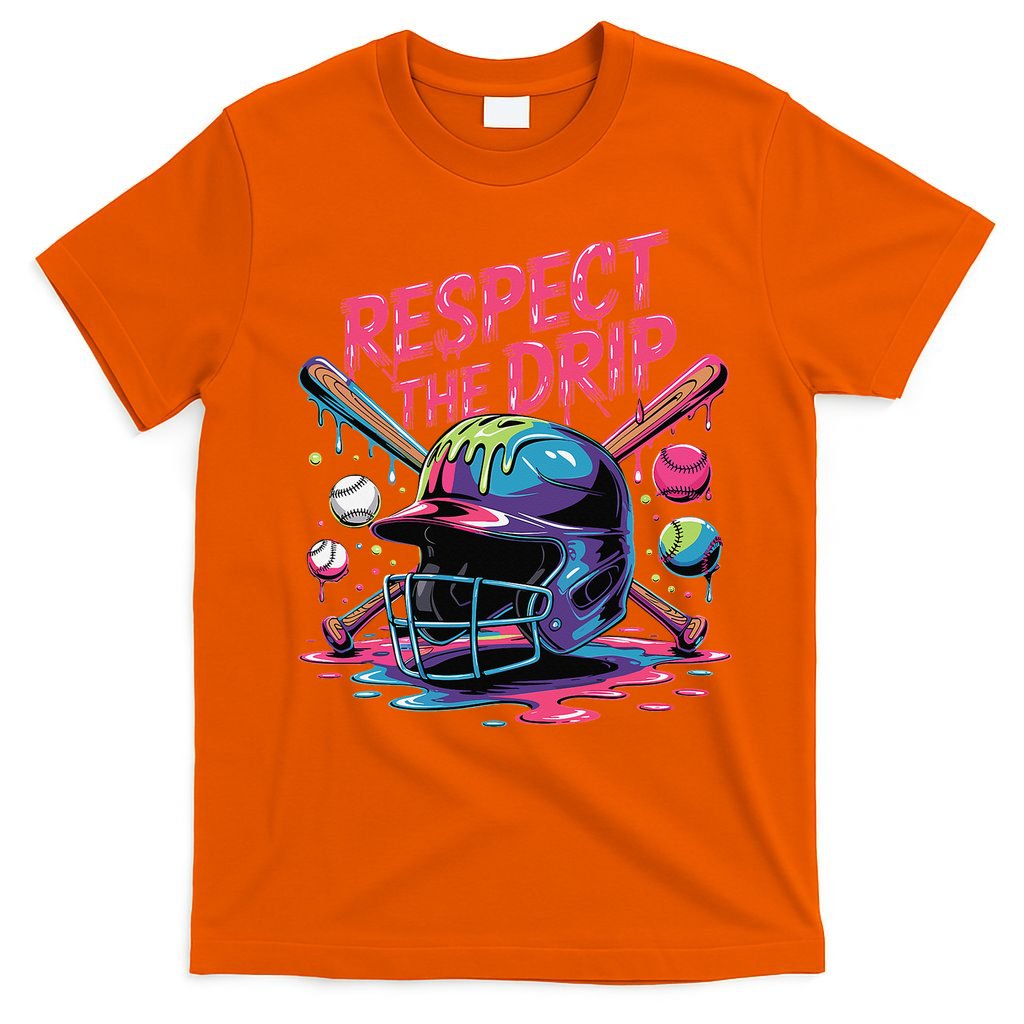 Respect The Drip Baseball Bat Ice Cream Drip T-Shirt