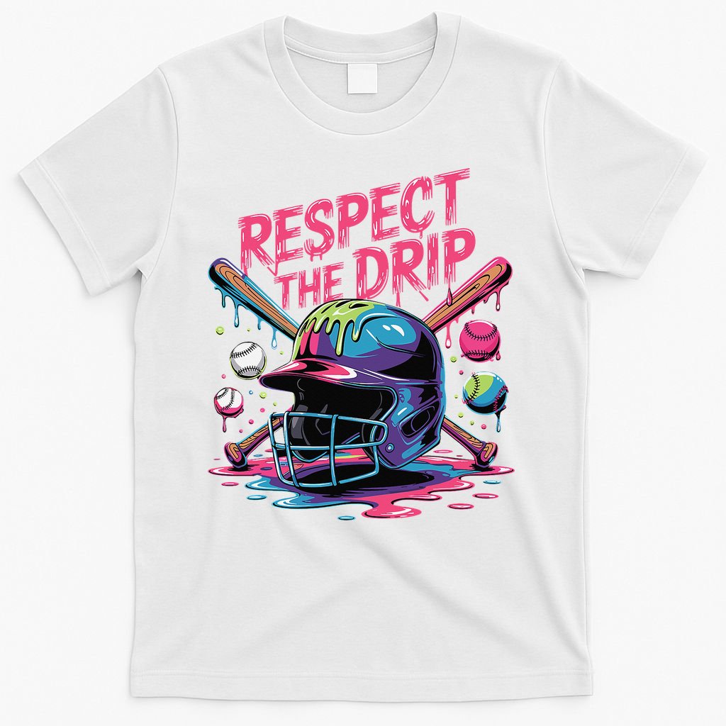 Respect The Drip Baseball Bat Ice Cream Drip T-Shirt
