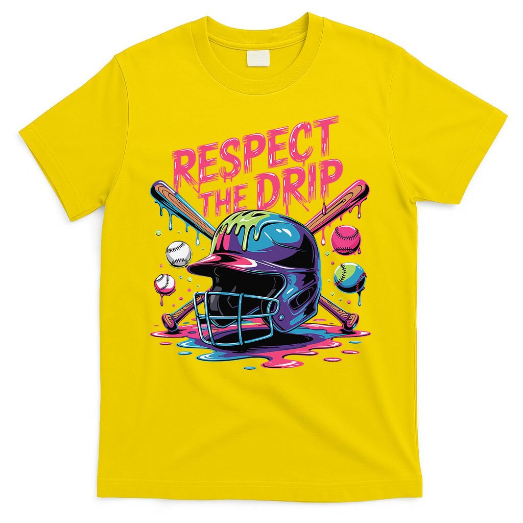 Respect The Drip Baseball Bat Ice Cream Drip T-Shirt
