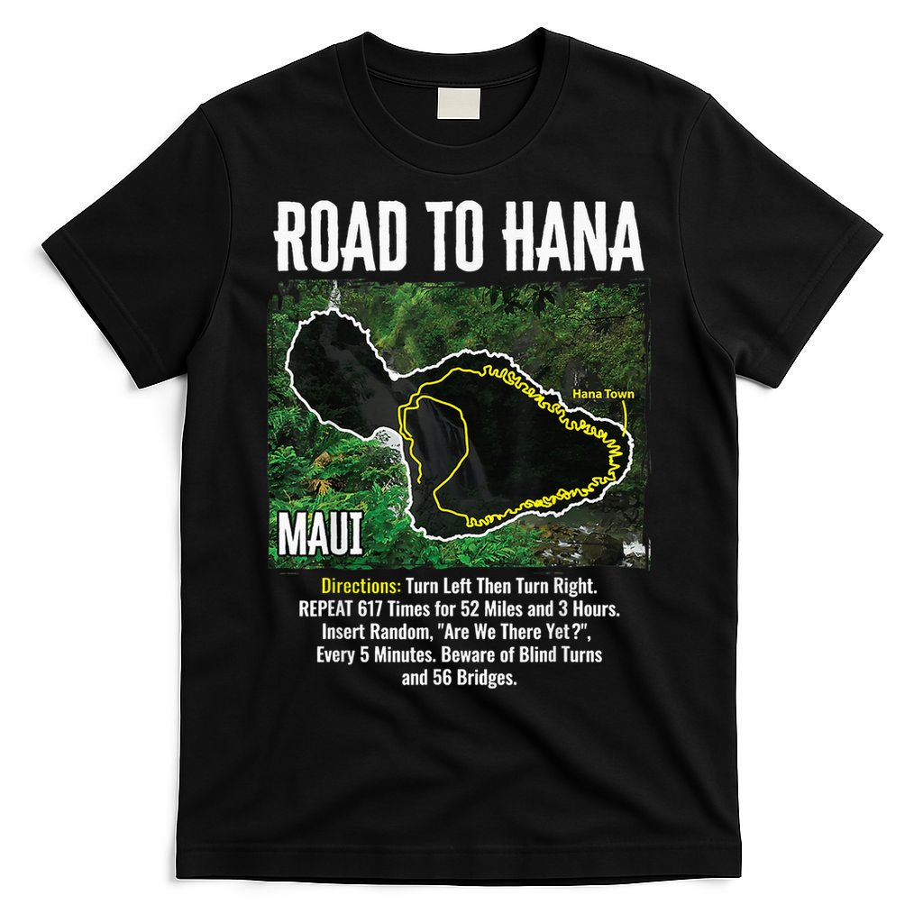 Road To Hana Map Maui Island Surfing Hawaiian Beach Summer T-Shirt