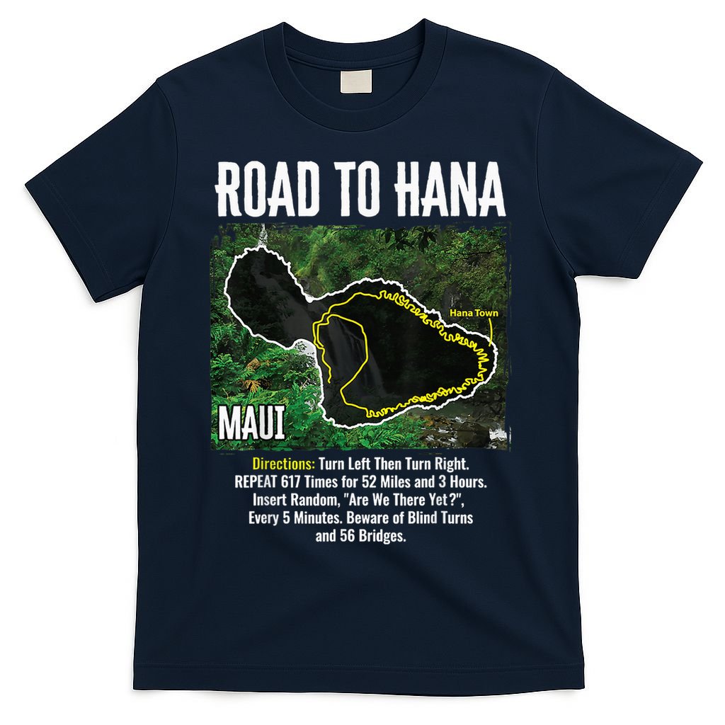 Road To Hana Map Maui Island Surfing Hawaiian Beach Summer T-Shirt