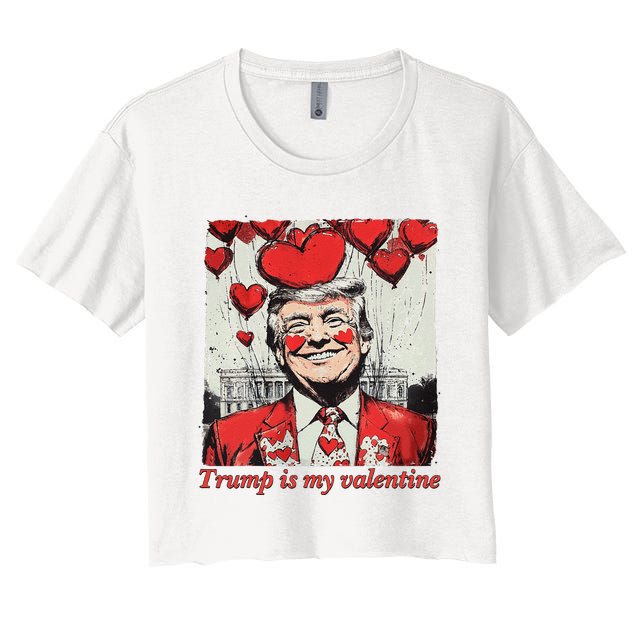 Retro Trump Is My Valentine Funny Trump Valentine President Women's Crop Top Tee