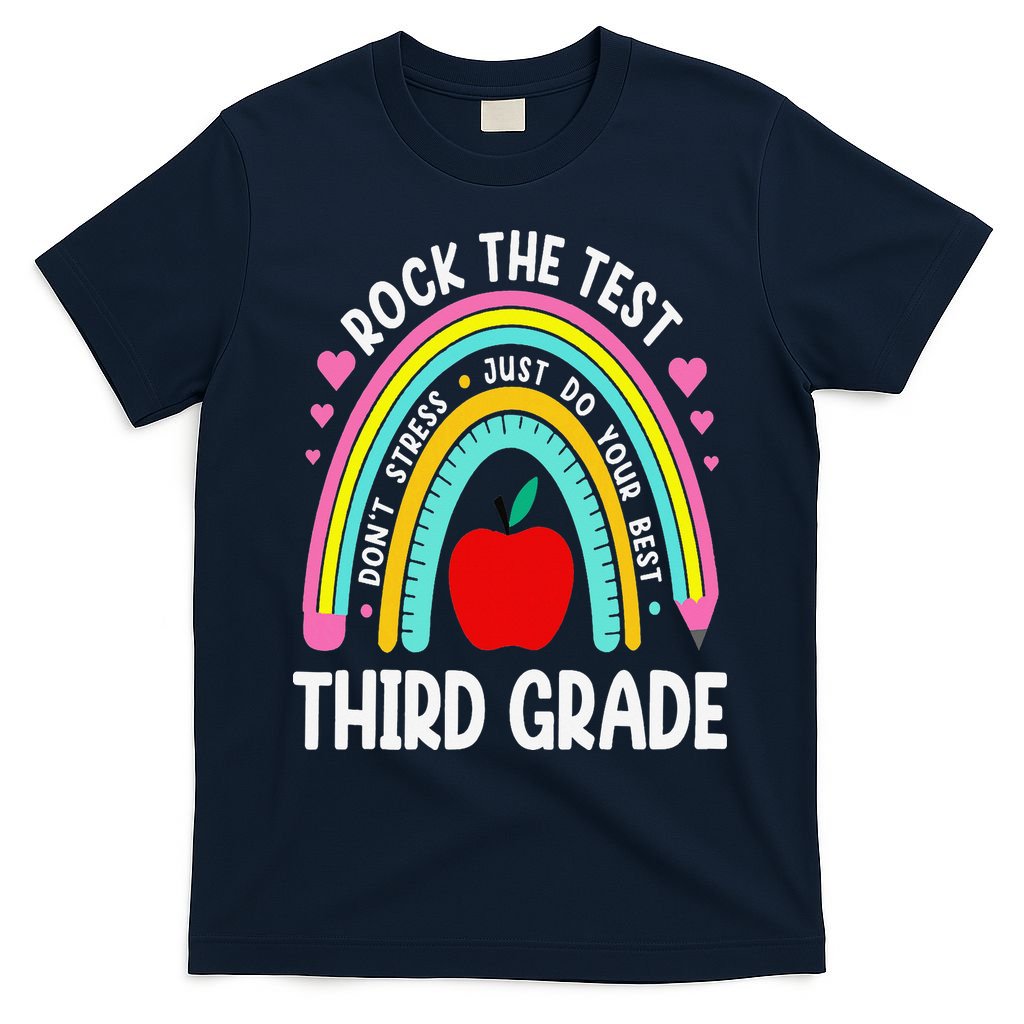 Rock The Test Day 3rd Grade Teacher Third Grade Testing Day T-Shirt