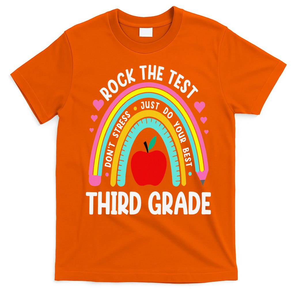 Rock The Test Day 3rd Grade Teacher Third Grade Testing Day T-Shirt