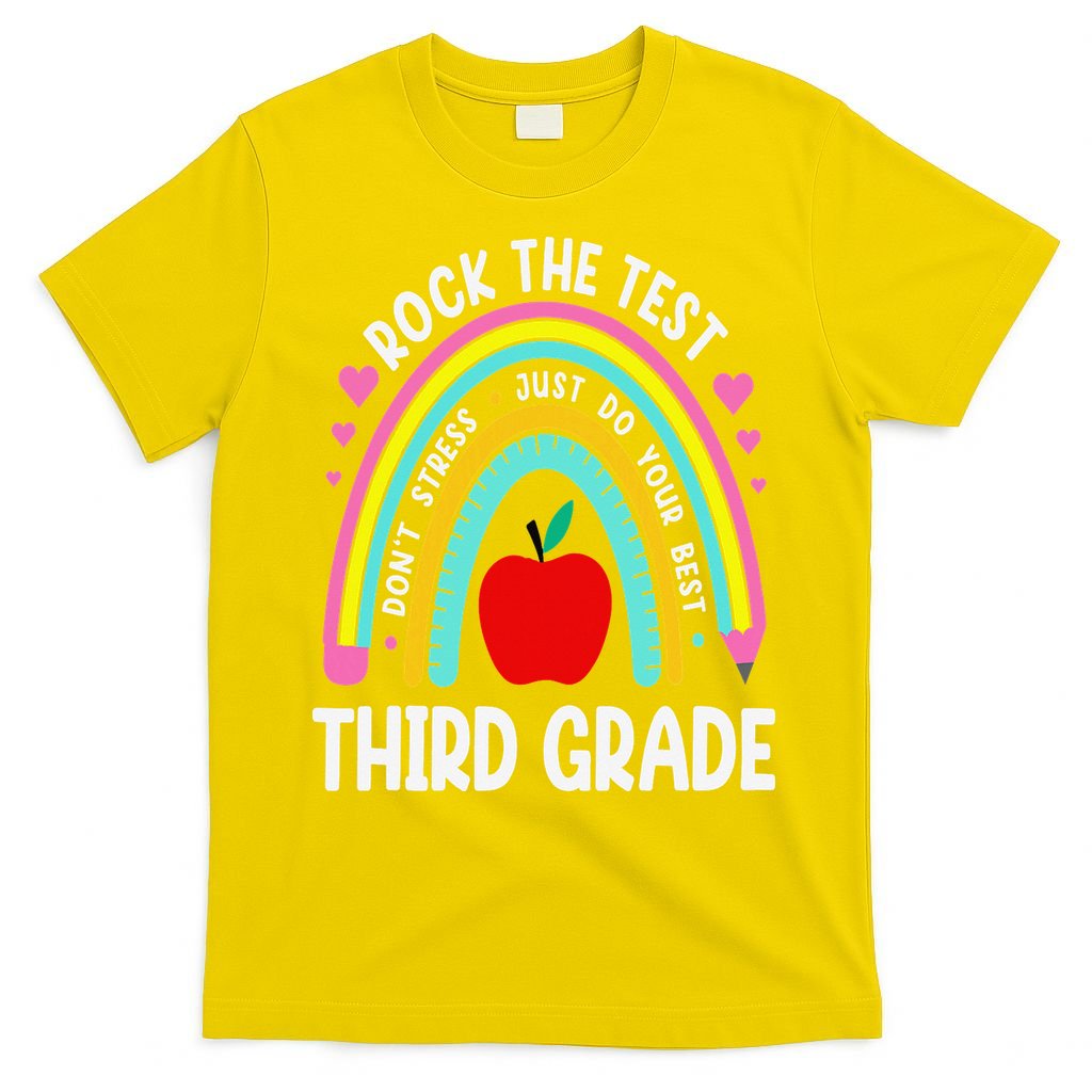 Rock The Test Day 3rd Grade Teacher Third Grade Testing Day T-Shirt